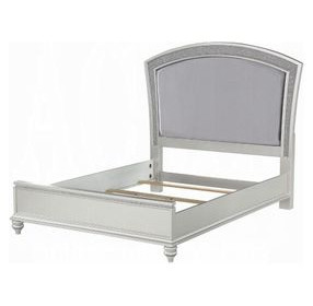 Maverick Gray and Platinum King Upholstered Panel Bed