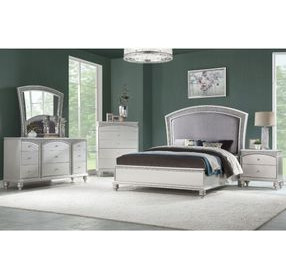 Maverick Gray and Platinum Upholstered Panel Bedroom Set