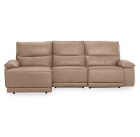 Branford Camel Leather 3 Piece Modular Power Reclining Sectional with USB Charging