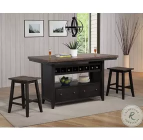 Ashford Black And Rustic Kitchen Island Set