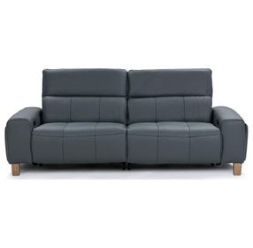 Alea Smoke Blue Leather 92" Power Reclining Sofa