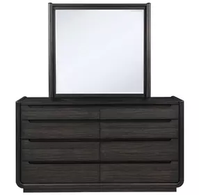 Leandro Burnished Black 8 Drawer Dresser with Mirror