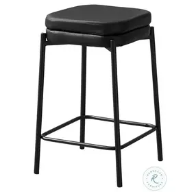 2225 Black Leather Look Bar Stool Set Of 2