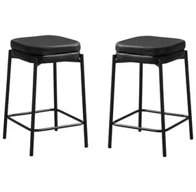 2225 Black Leather Look Bar Stool Set Of 2