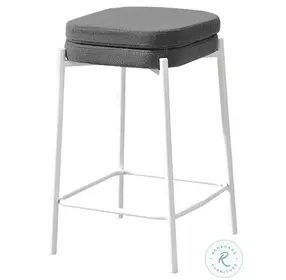 2227 Grey Fabric And White Metal Bar Stool Set Of 2