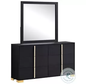 Marceline Black 6 Drawer Dresser with Mirror