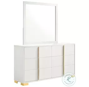 Marceline White 6 Drawer Dresser with Mirror