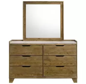 Henderson Medium Oak 6 Drawer Dresser with Mirror