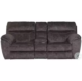 Sedona Smoke Lay Flat Power Reclining Console 86" Loveseat With Power Headrest
