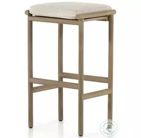 Kyla Washed Brown And Faye Sand Performance Fabric Outdoor Bar Stool