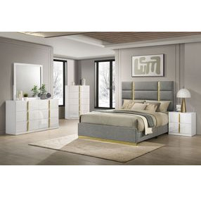 Ines Gray and Gold Upholstered Panel Bedroom Set