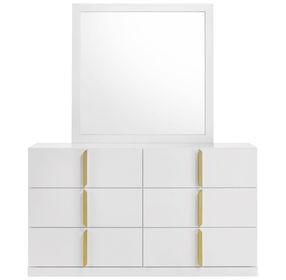 Ines White 6 Drawer Dresser with Mirror