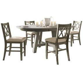 Telluride Driftwood Gray and Beige Upholstered 5 Piece Dining Set