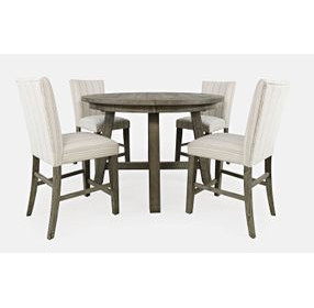 Telluride Driftwood Gray and White Upholstered 5 Piece Counter Height Dining Set