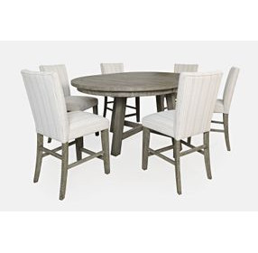 Telluride Driftwood Gray and White Upholstered 7 Piece Counter Height Dining Set