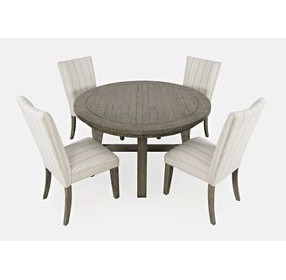 Telluride Driftwood Gray and White Upholstered 5 Piece Dining Set