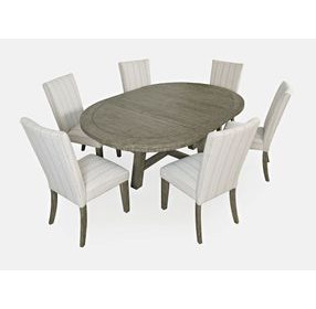 Telluride Driftwood Gray and White Upholstered 7 Piece Dining Set