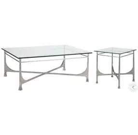 Metal Designs Silver Leaf Bruno Rectangular Occasional Table Set