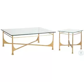Metal Designs Gold Leaf Bruno Rectangular Occasional Table Set