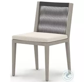 Sherwood Faye Sand and Weathered Gray Performance Fabric Outdoor Dining Chair