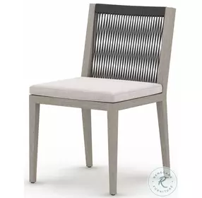 Sherwood Stone Grey and Weathered Grey Performance Fabric Outdoor Dining Chair