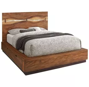 Winslow Smokey Walnut and Coffee Bean Queen Storage Platform Bed