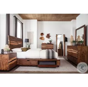 Winslow Smokey Walnut and Coffee Bean Storage Platform Bedroom Set