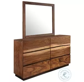 Winslow Smokey Walnut 6 Drawer Dresser with Mirror