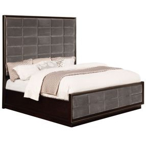 Durango Smoked Peppercorn and Gray California King Upholstered Panel Bed