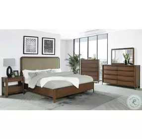 Maderia Walnut Upholstered Panel Bedroom Set
