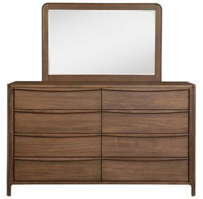 Maderia Walnut 8 Drawer Dresser With Mirror