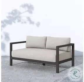 Sonoma Stone Grey And Bronze Performance Fabric Outdoor Loveseat
