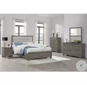 Wright Brown Oak Upholstered Panel Bedroom Set