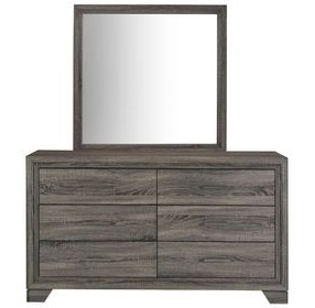 Wright Brown Oak 6 Drawer Dresser With Mirror
