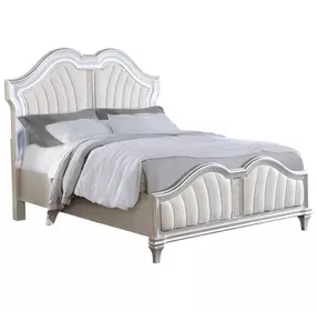 Evangeline Silver And Ivory Tufted Queen Upholstered Platform Bed