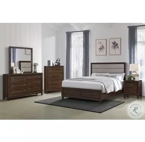 Welsley Walnut Upholstered Panel Bedroom Set