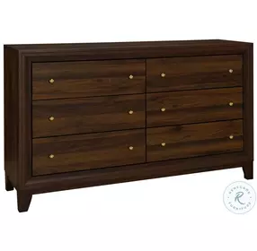 Welsley Walnut 6 Drawer Dresser
