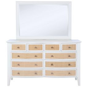 Bexhill White 10 Drawer Dresser With Mirror