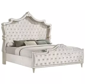 Antonella Ivory And Camel King Upholstered Panel Bed