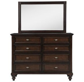 Andover Dark Oak 8 Drawer Dresser With Mirror