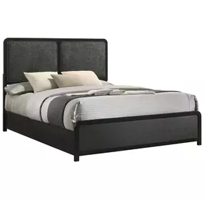 Cavelle Black King Upholstered Panel Bed