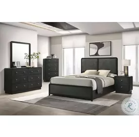 Cavelle Black Upholstered Panel Bedroom Set