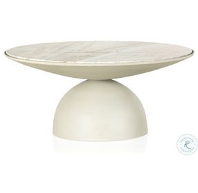Corbett Creamy Taupe Marble Small Round Coffee Table