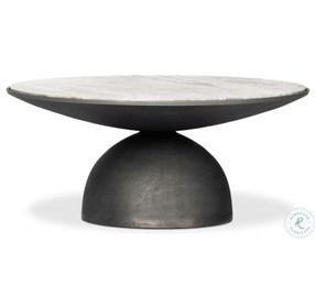 Corbett River Grey Marble Round Coffee Table