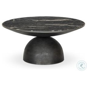 Corbett Polished Black Marble Small Round Coffee Table