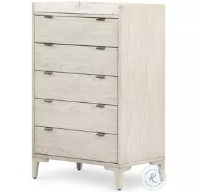 Viggo Italian White Marble And Vintage White Oak Tall Dresser
