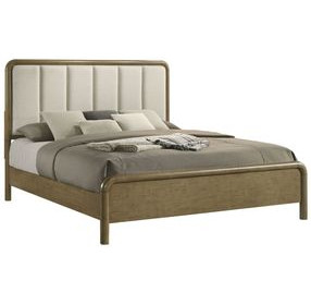 Amsbury Nutmeg and Beige California King Upholstered Panel Bed