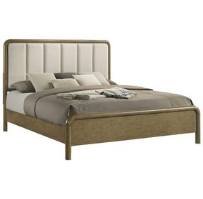 Amsbury Nutmeg Queen Upholstered Panel Bed