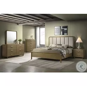 Amsbury Nutmeg Upholstered Panel Bedroom Set