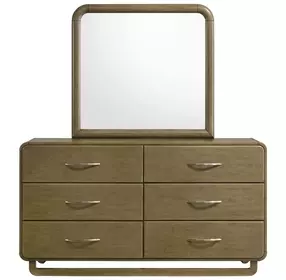 Amsbury Nutmeg 6 Drawer Dresser With Mirror
